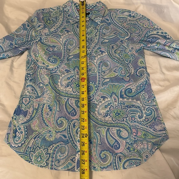 Talbots Baby Blue Pink Paisley Button Down Top NWOT - Picture 7 of 9